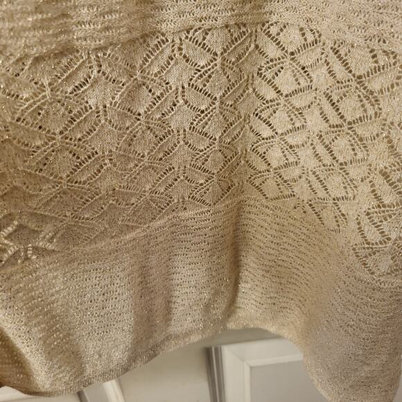Catherines Tan & Gold Metallic Open Front Cardigan Sweater Size 2x 22/24 - Picture 10 of 16
